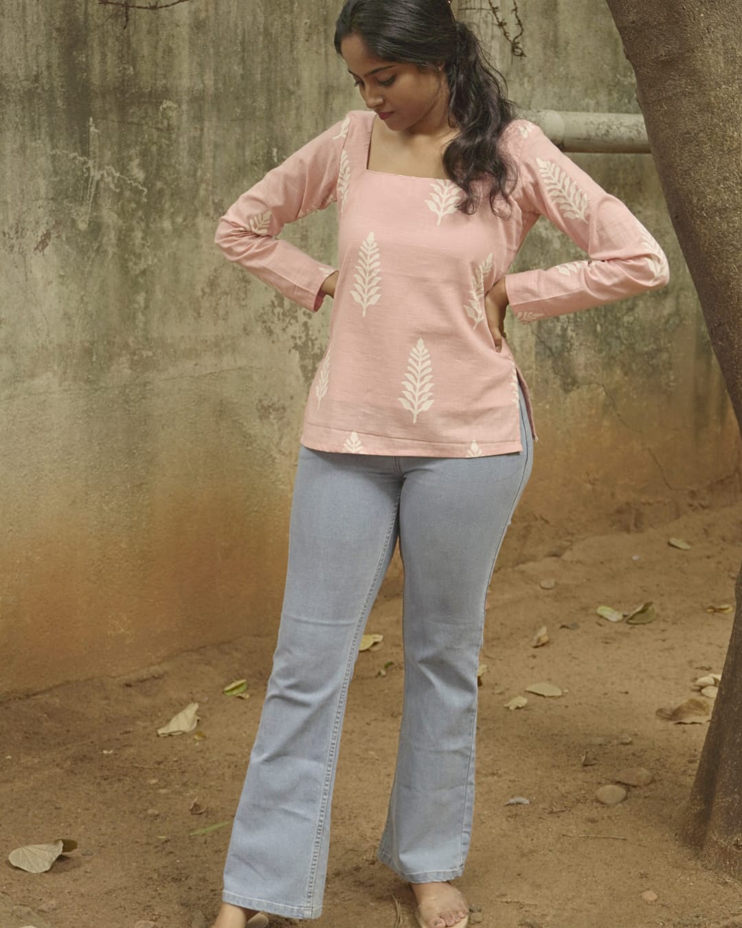 Rose Pink Square Neck Everyday Wear Top